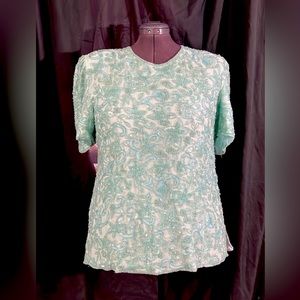 Vintage NWT aqua Sequin top $99.95 size XL